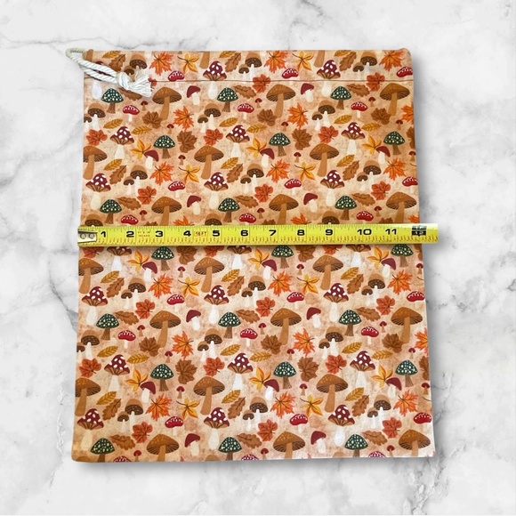 Fall Reusable Cotton Bread Bag with Drawstring + FREE MASON JAR BONNET INCLUDED - Picture 8 of 9